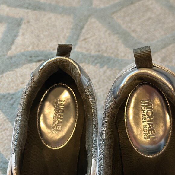 Womens 8.5 Michael Kors Georgie Glitter Chain-Mesh Leather Sneakers Lightly worn - Picture 8 of 11